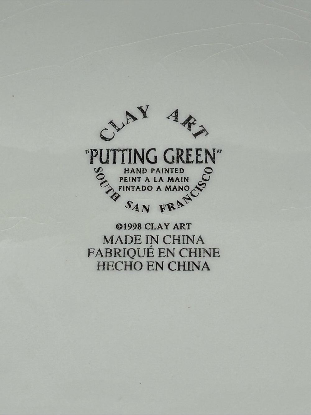 VTG 1998 Clay Art “Putting Green” Golf-themed Ceramic Chip & Dip Serving Tray